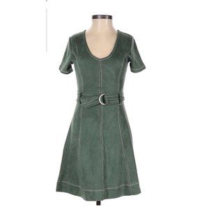 Rosie Harlowe  Dress Green Belted Front V Neck Short Sleeves Work Ready Large